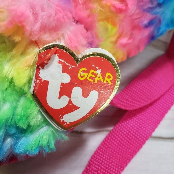 TY Gear Beanie Boos Owen Neon Rainbow Owl Plush Backpack Stuffed Animal 12 Inch - Picture 9 of 14